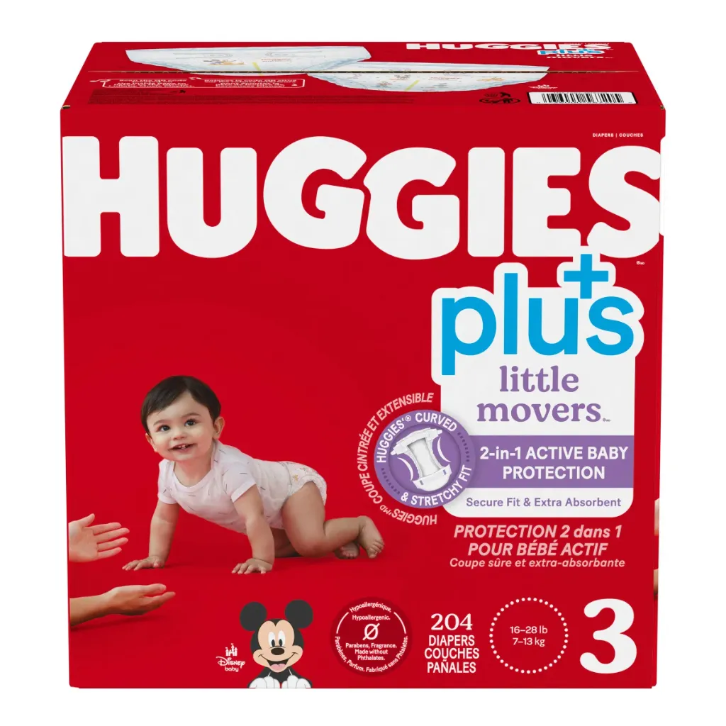 Huggies Little Movers Plus Diapers, Sizes 3 - 7