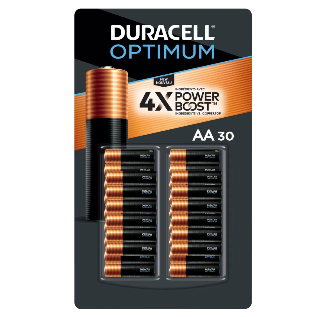 Duracell Optimum Power Boost AA Batteries Pack of 30