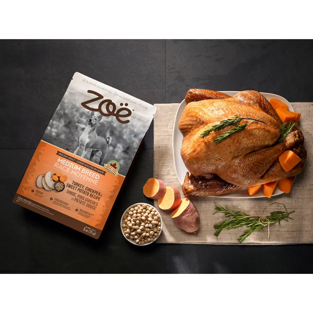 Zoe Medium Breed Dry Dog Food, Turkey Chickpea and Sweet Potato Recipe, 5 kg (11 lb)
