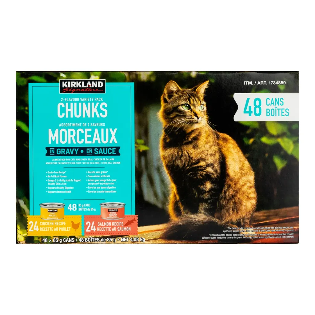Kirkland Signature Chunks in Gravy, Canned Cat Food Variety Pack, 48 x 85 g