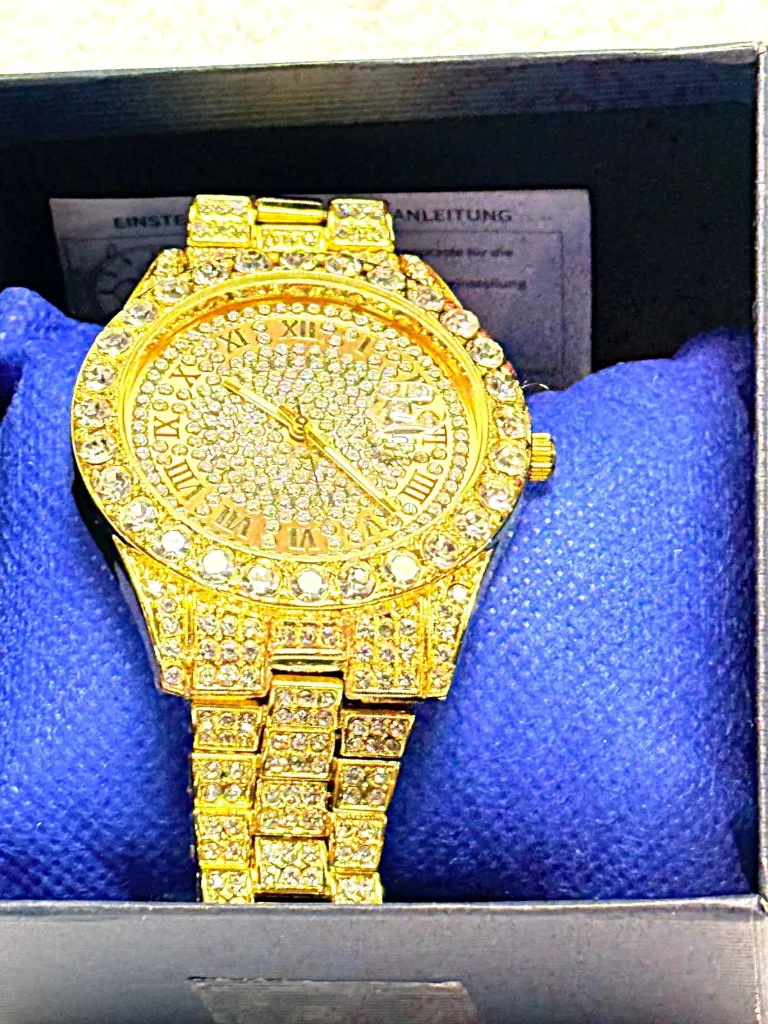 Gold 45 mm Techno Pave men's watch