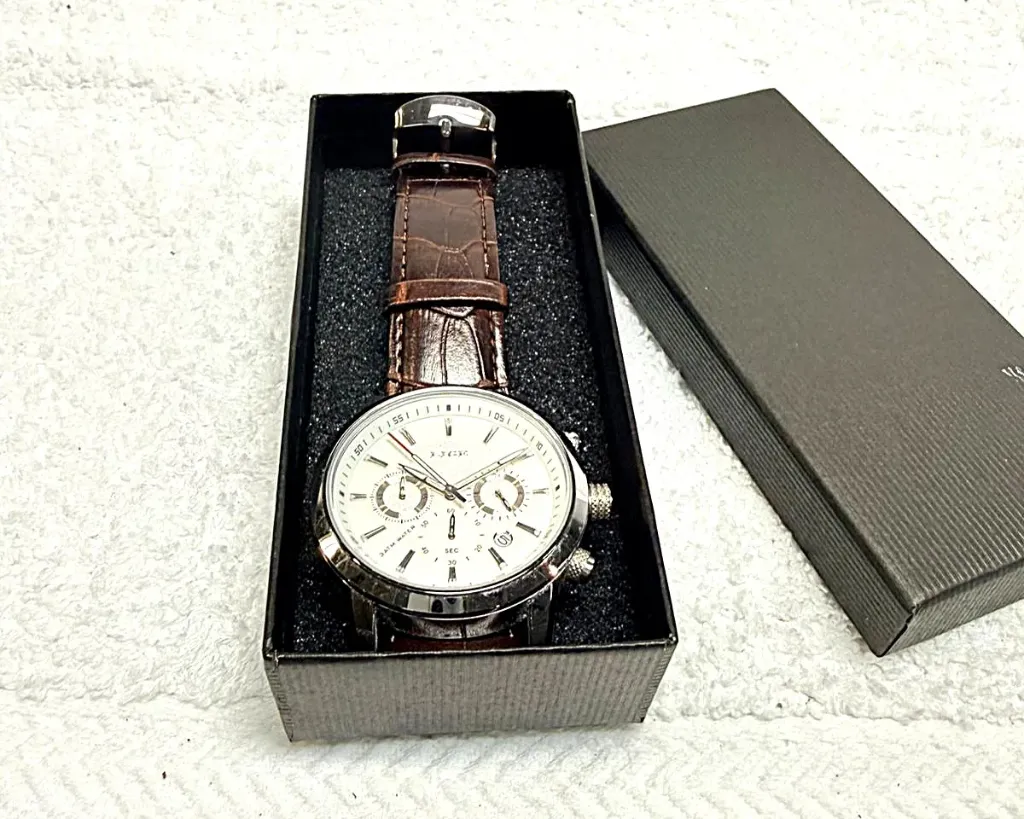LIGE LG9866 watch with a brown leather strap