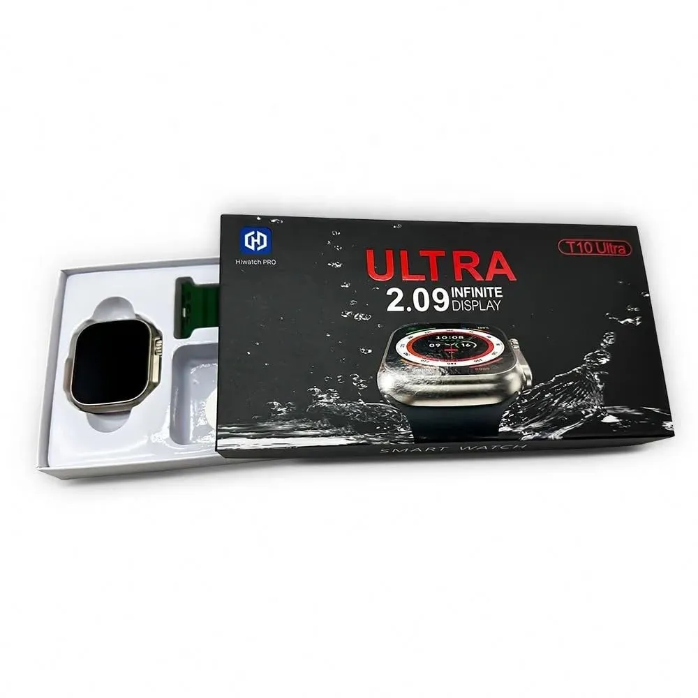 T10 Smart Watch Ultra True Screws 49mm 2.09inch 23 Smartwatch Series 9 Heart Rate (Black)