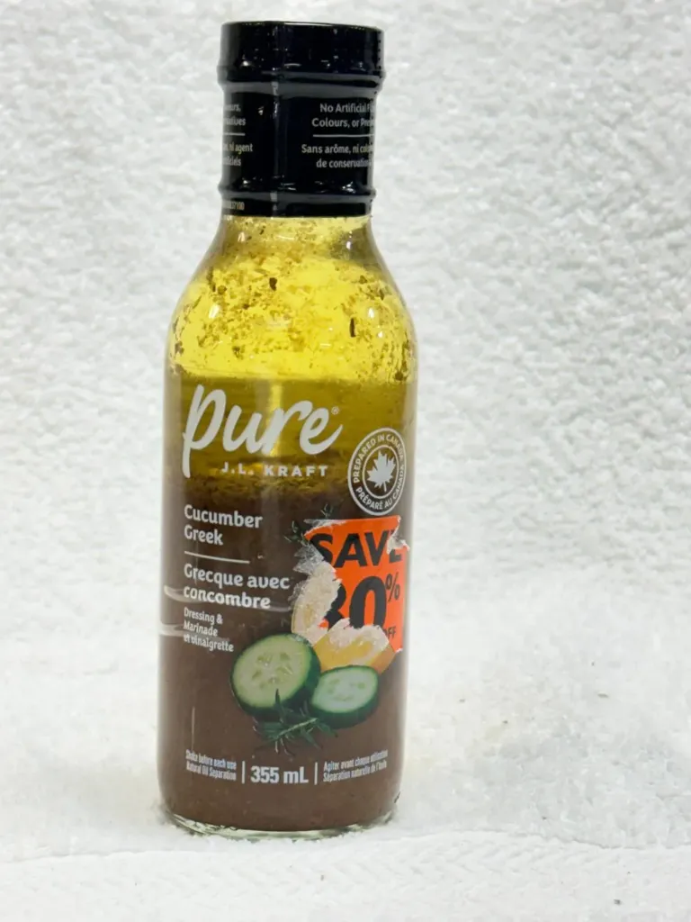 J.L. Kraft Pure | 12 vinaigrettes et marinades grecques au concombre J.L. KRAFT Pure, bouteille de 355 ml
